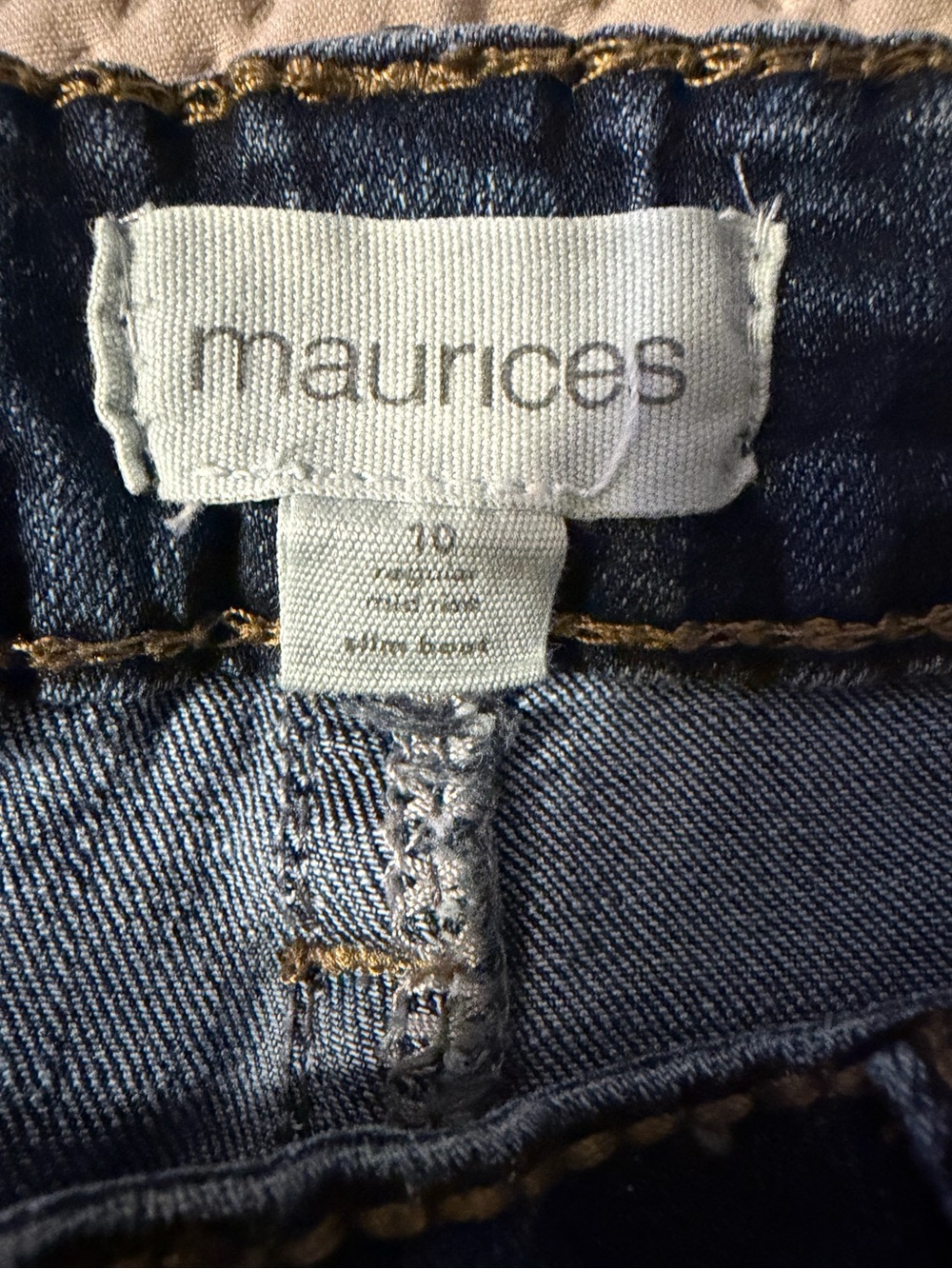 Size 10 maurices Dark Crosshatch Mid Rise Thick Stitch Bootcut Jeans - Picture 4 of 4
